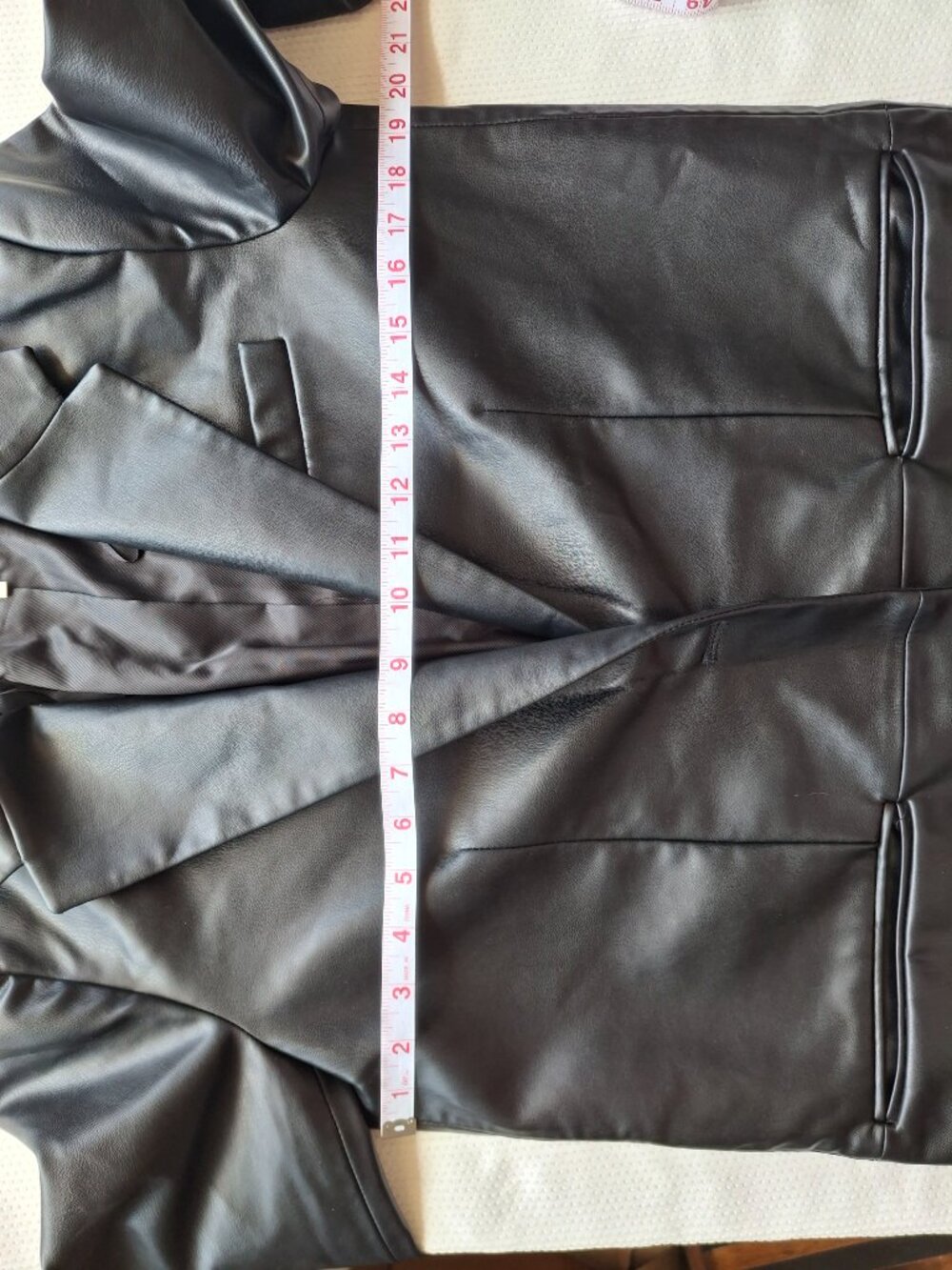 ZARA Faux Leather Blazer Jacket Black Single Button Longline Size S - Picture 8 of 8